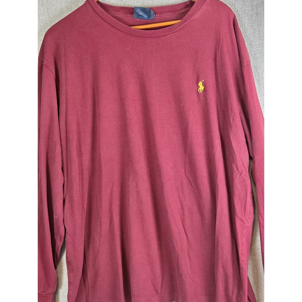 POLO Ralph Lauren Mens XL Vintage 90s Long Sleeve Crewneck Tee Maroon Base Layer